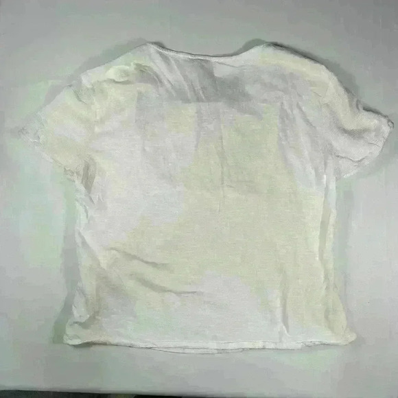 KYRA Embroidered V Neck Keyhole Tie Lightweight Cotton Short Sleeve Top Women PS - Picture 6 of 6